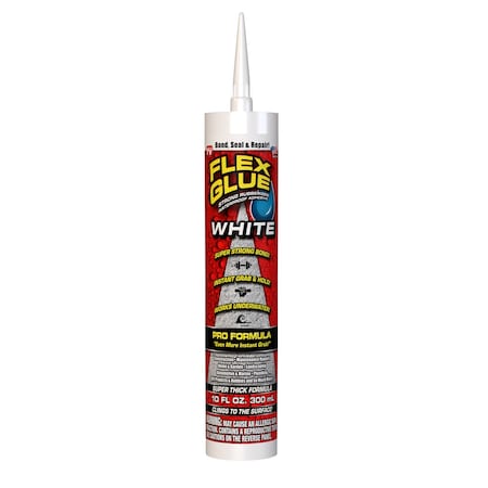 Flex Glue Pro Flex Seal Family of Products FLEX GLUE White Rubberized Waterproof Adhesive 10 oz GFSTANR10